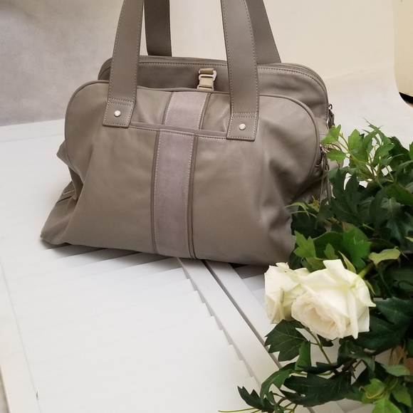 Lululemon Gray Leather carry on tote - Picture 2 of 8